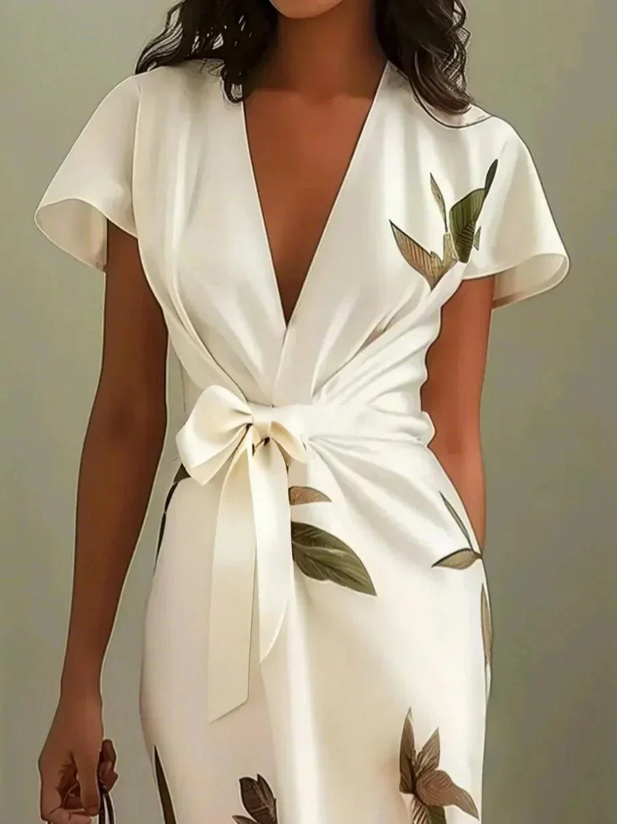 Aura | Satin Botanical Print Dress