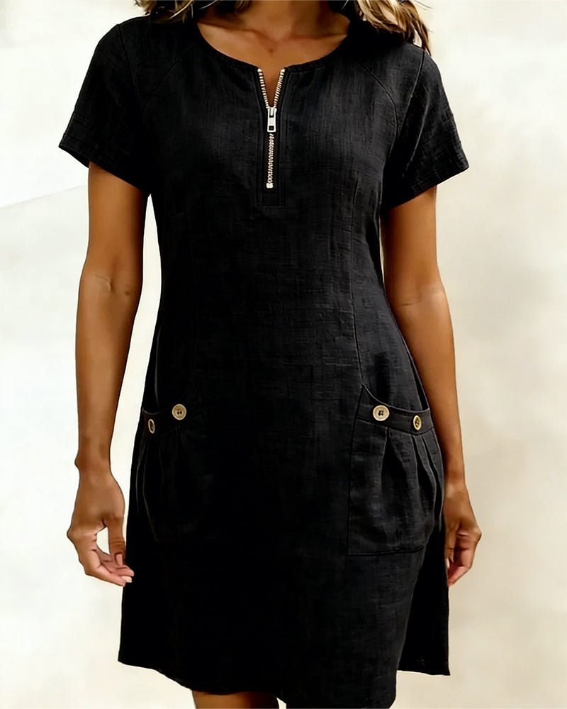 Jemma | Cotton Dress with Zip Pocket