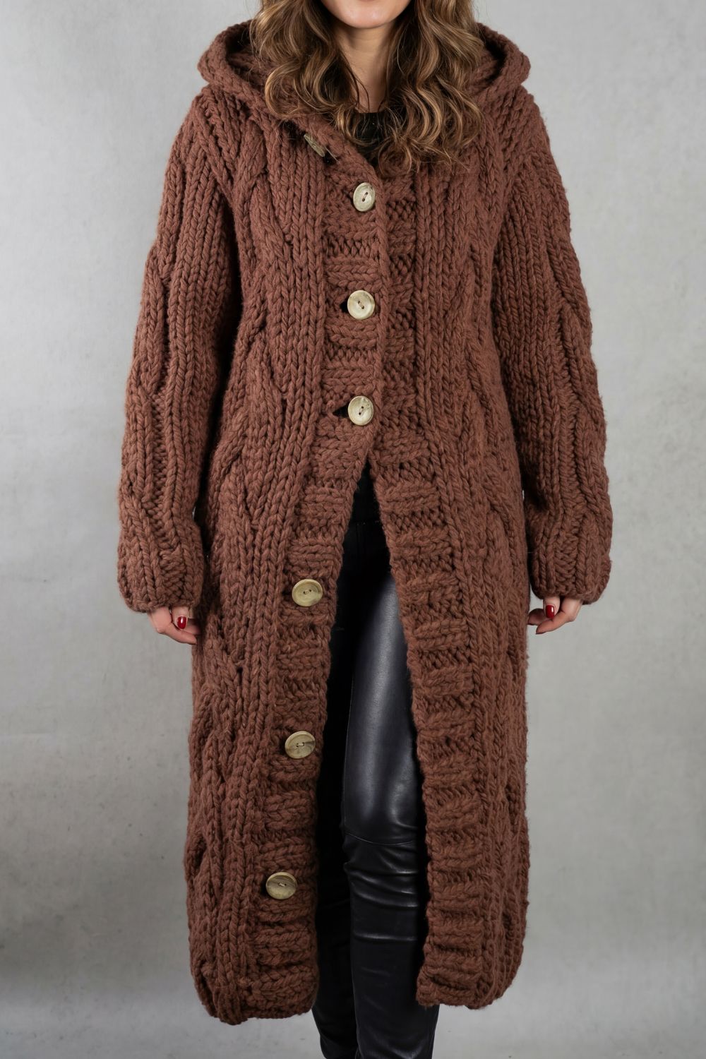 Karinaè | Women's Oversized Cable Knit Hooded Cardigan Coat