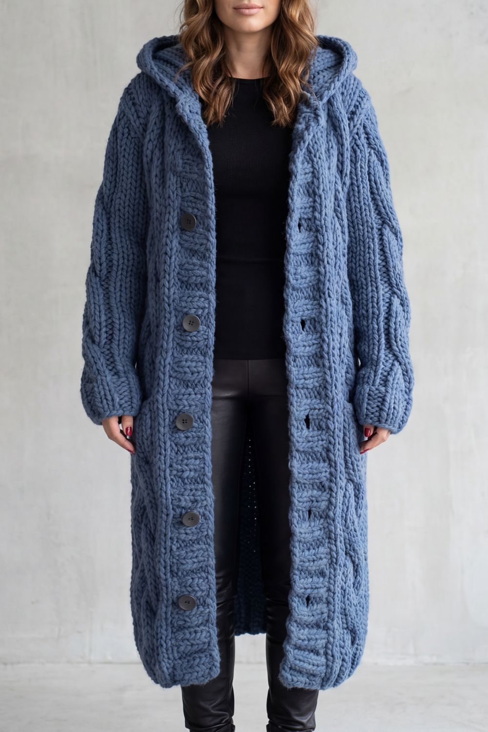 Karinaè | Women's Oversized Cable Knit Hooded Cardigan Coat