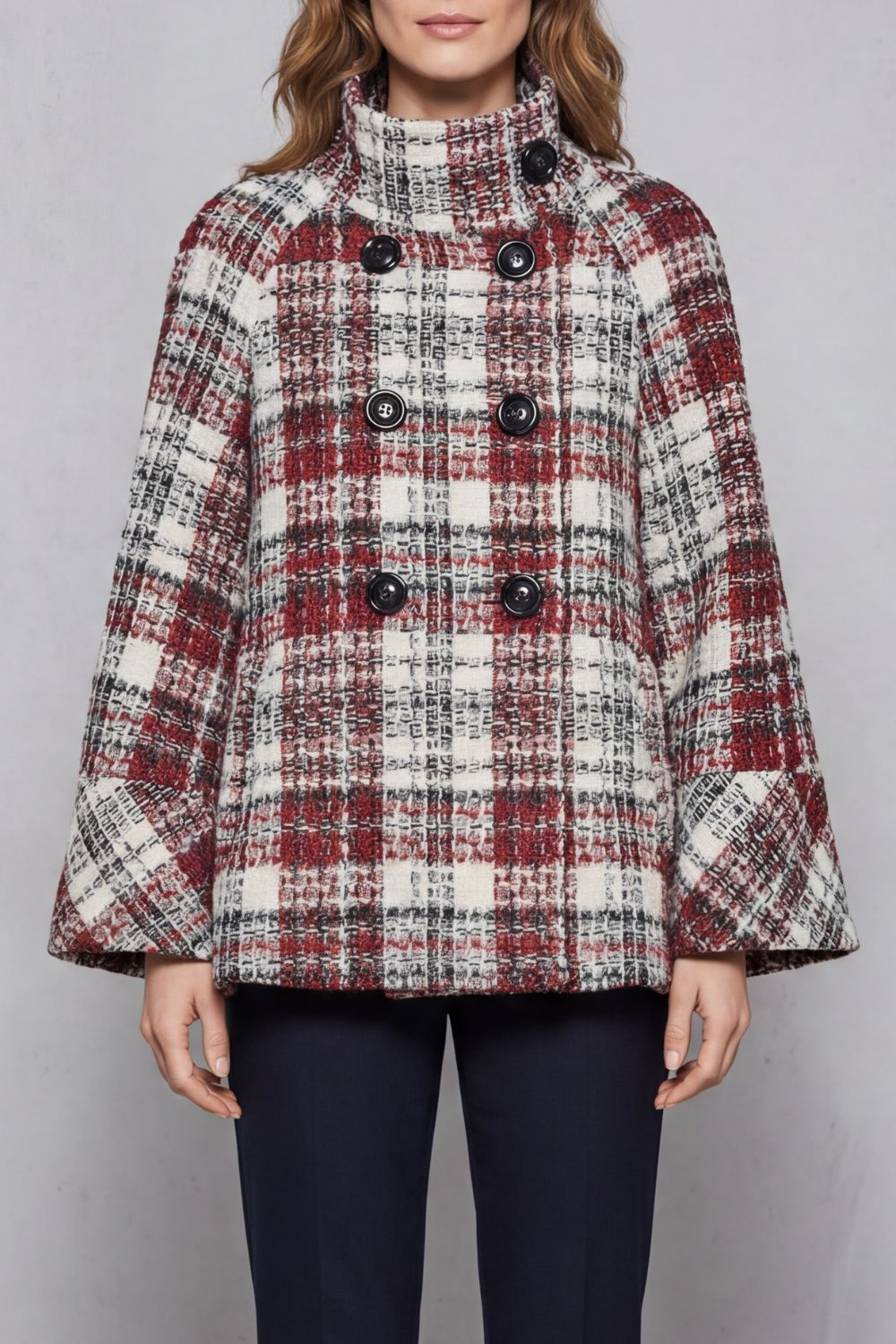 Rosélle | Women's Vintage Check Flair Wool Cape Coat