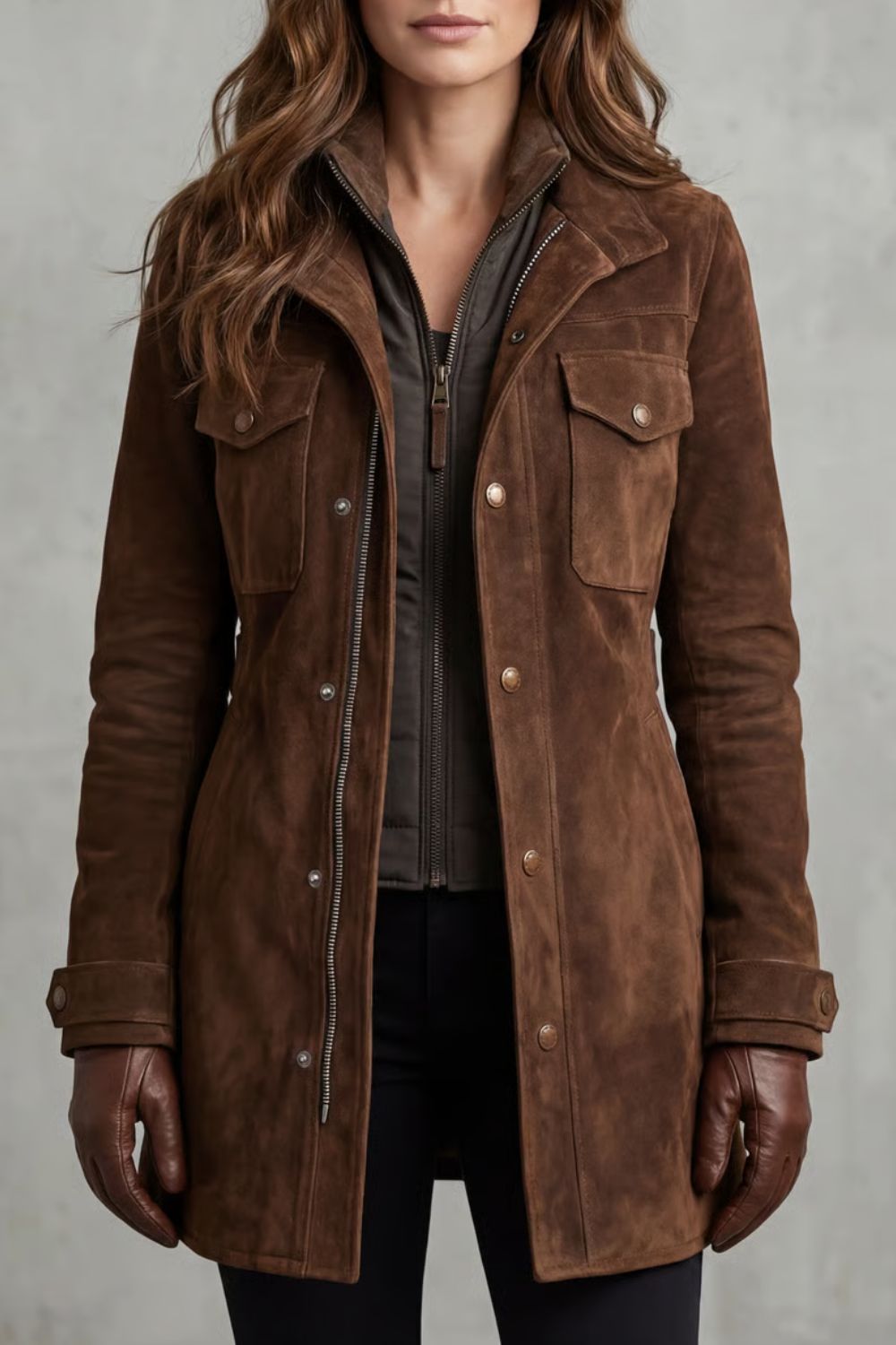 Bellavue | Women's Tailored Suede Finish Longline Coat