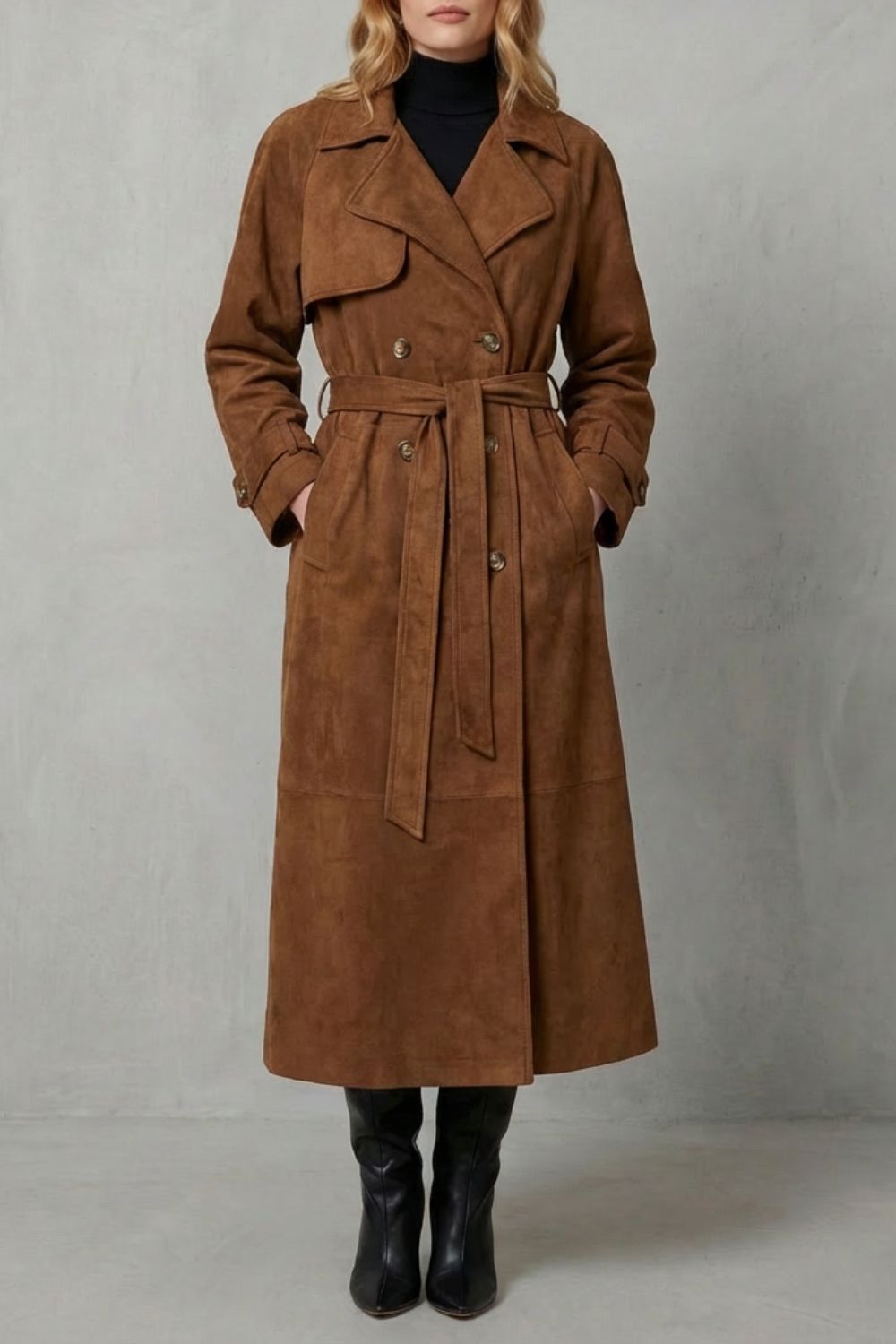 Velloré | Women's Suede Elegance Trench Coat