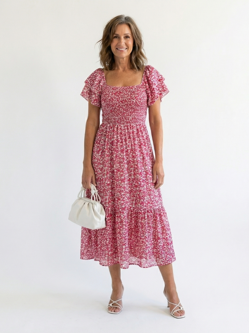 Odette | Floral Off-Shoulder Smocked Midi Dress