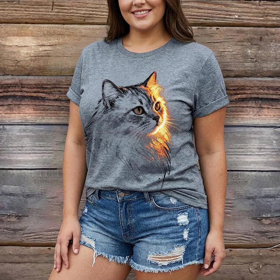 Mia | Casual Cat Print T-Shirt