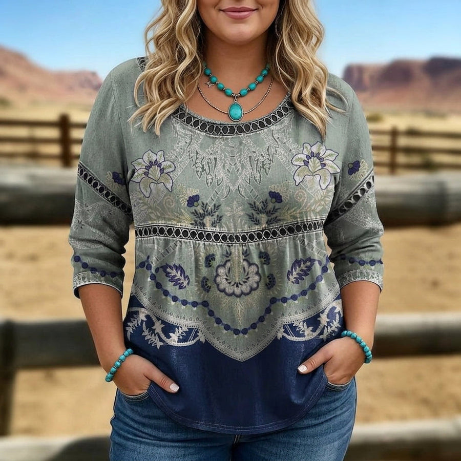 Elaine | Vintage Floral Print Blouse