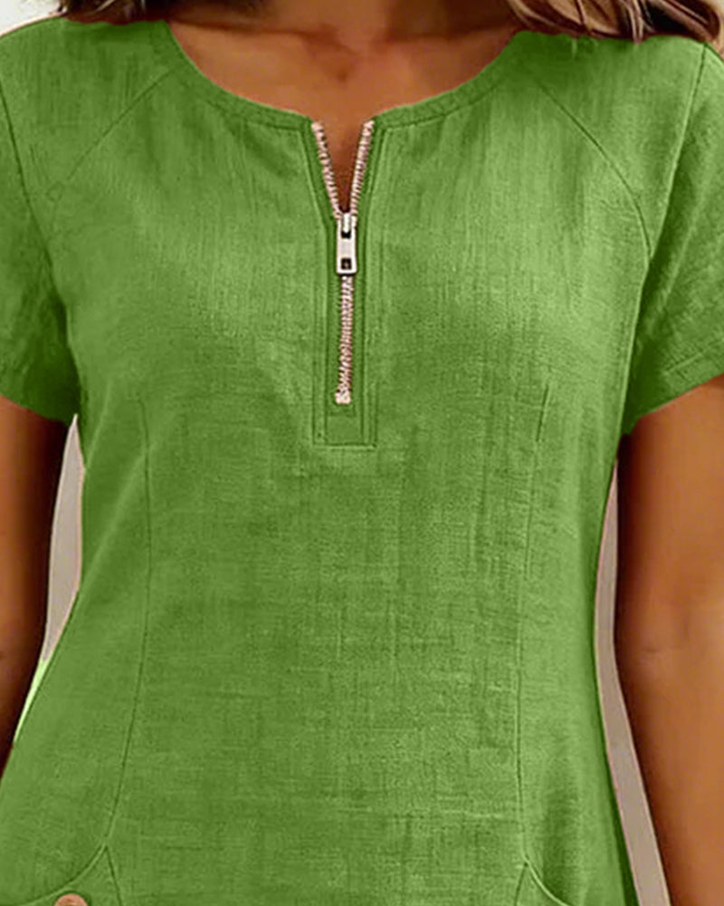Jemma | Cotton Dress with Zip Pocket