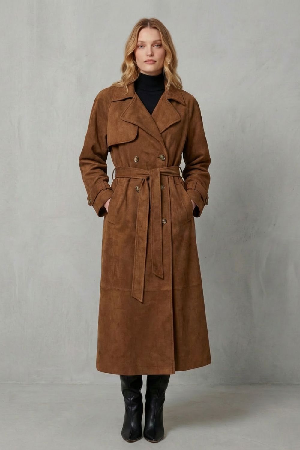 Velloré | Women's Suede Elegance Trench Coat