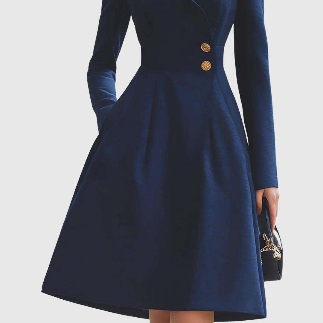 Eleanor | Women's Navy Tailored Fit Coat Dress