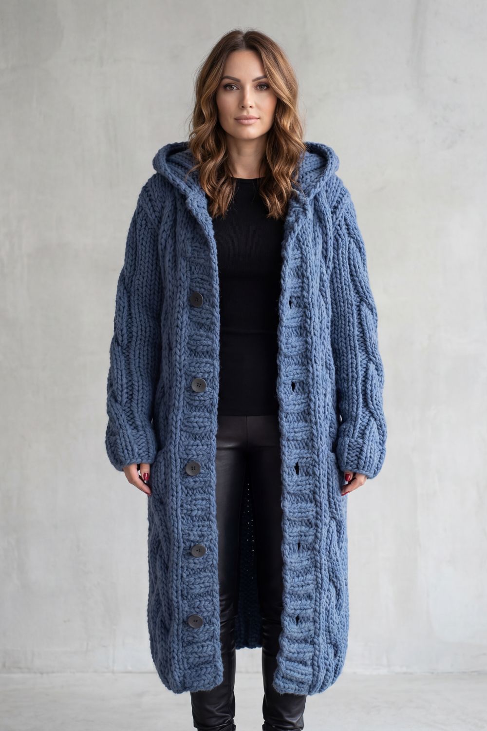 Karinaè | Women's Oversized Cable Knit Hooded Cardigan Coat
