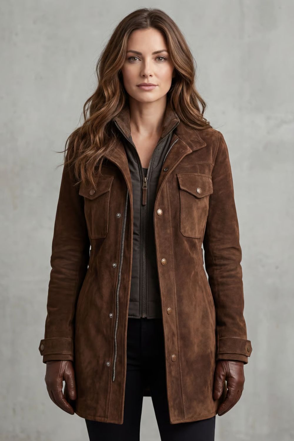 Bellavue | Women's Tailored Suede Finish Longline Coat