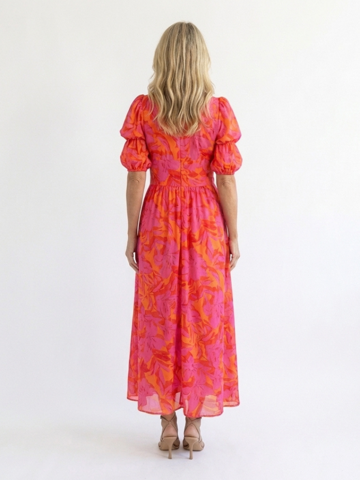 Brielle | V-Neck Short Sleeve Tiered Midi Dress