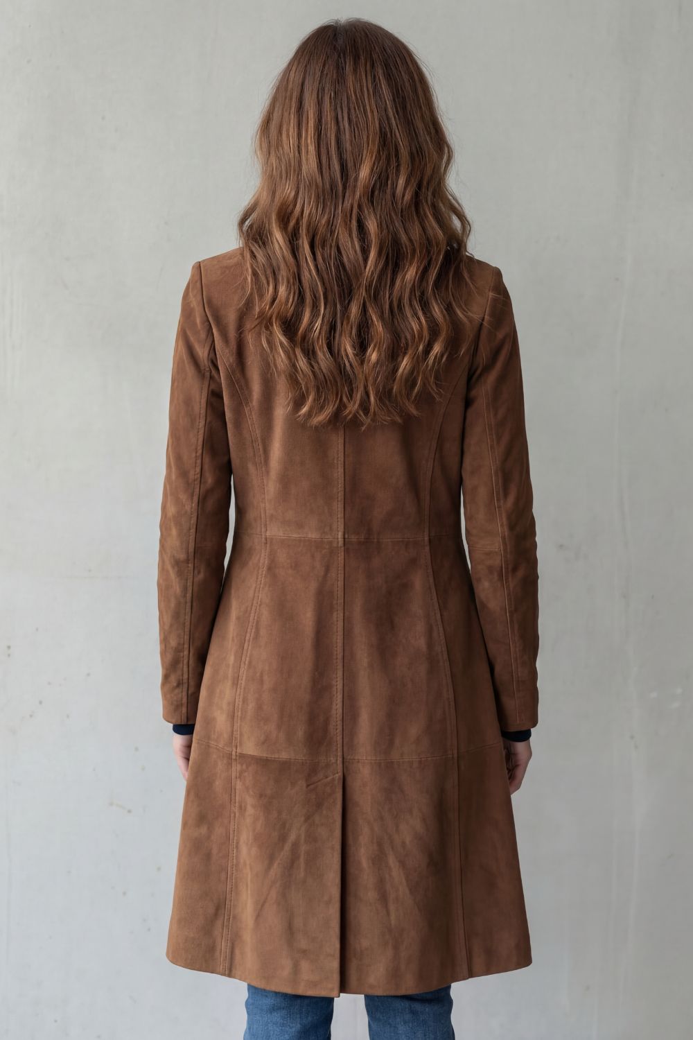 Delvienne | Women's Vintage Suede Finish Longline Coat