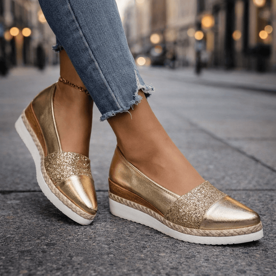 Jacky - Glitter Wedge Slip-On Sneakers