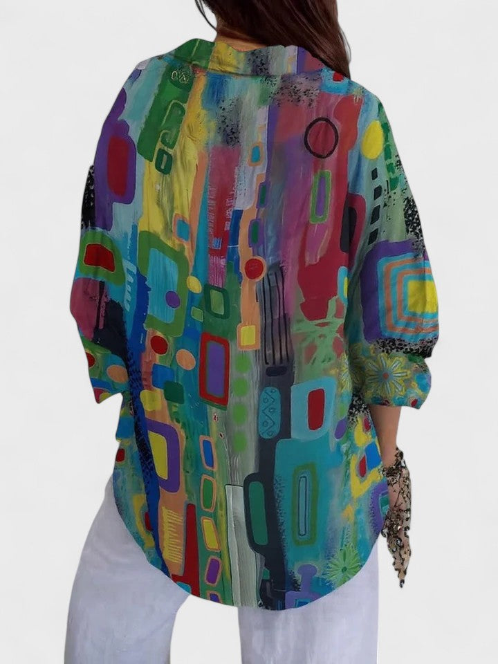 Rose | Women's Elegant Geometric Pattern Blouse