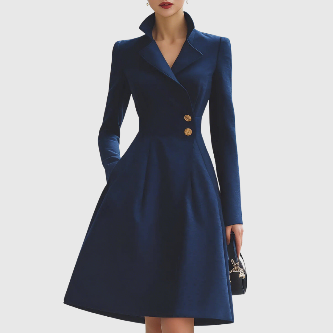Eleanor | Women's Navy Tailored Fit Coat Dress