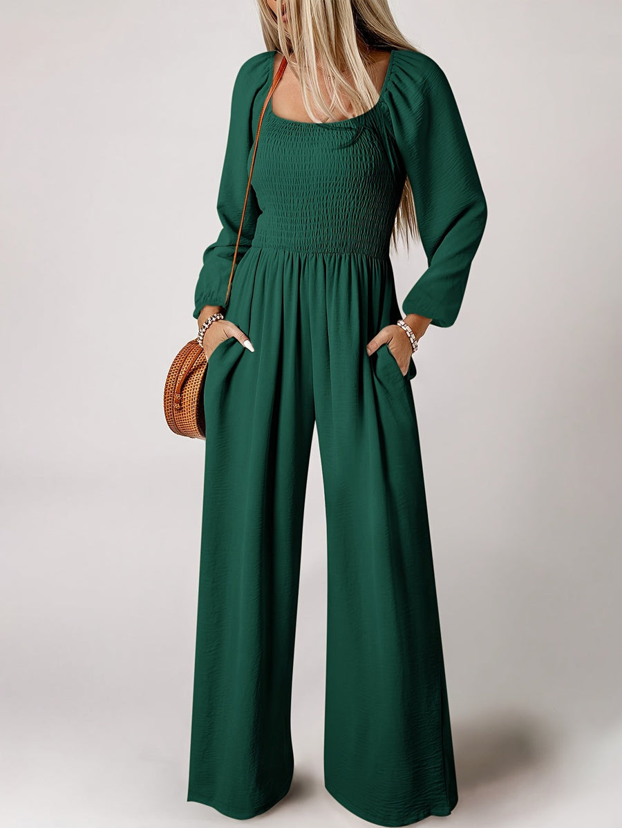 Avery | Shirred Square Neck Jumpsuit