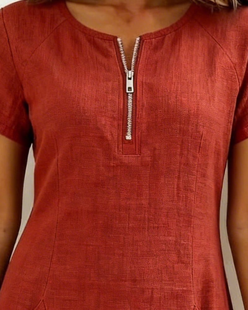 Jemma | Cotton Dress with Zip Pocket