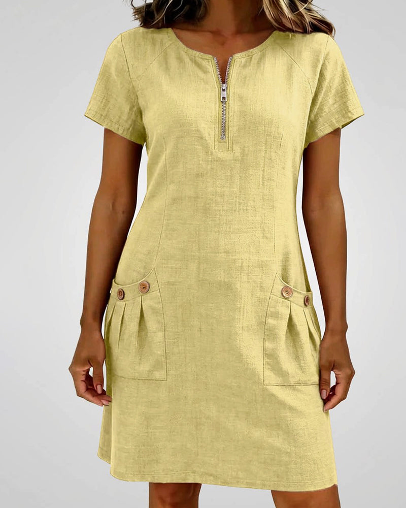 Jemma | Cotton Dress with Zip Pocket