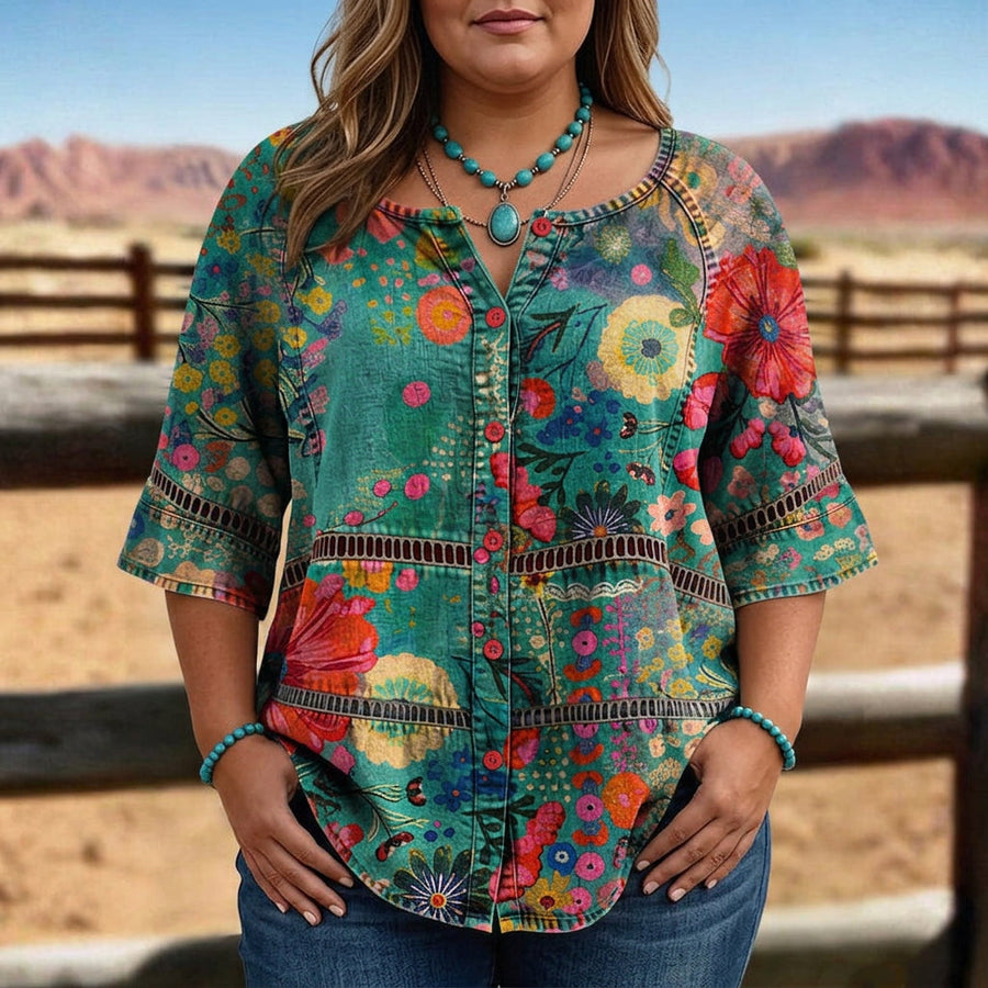 Emily | Vintage Floral Print Blouse