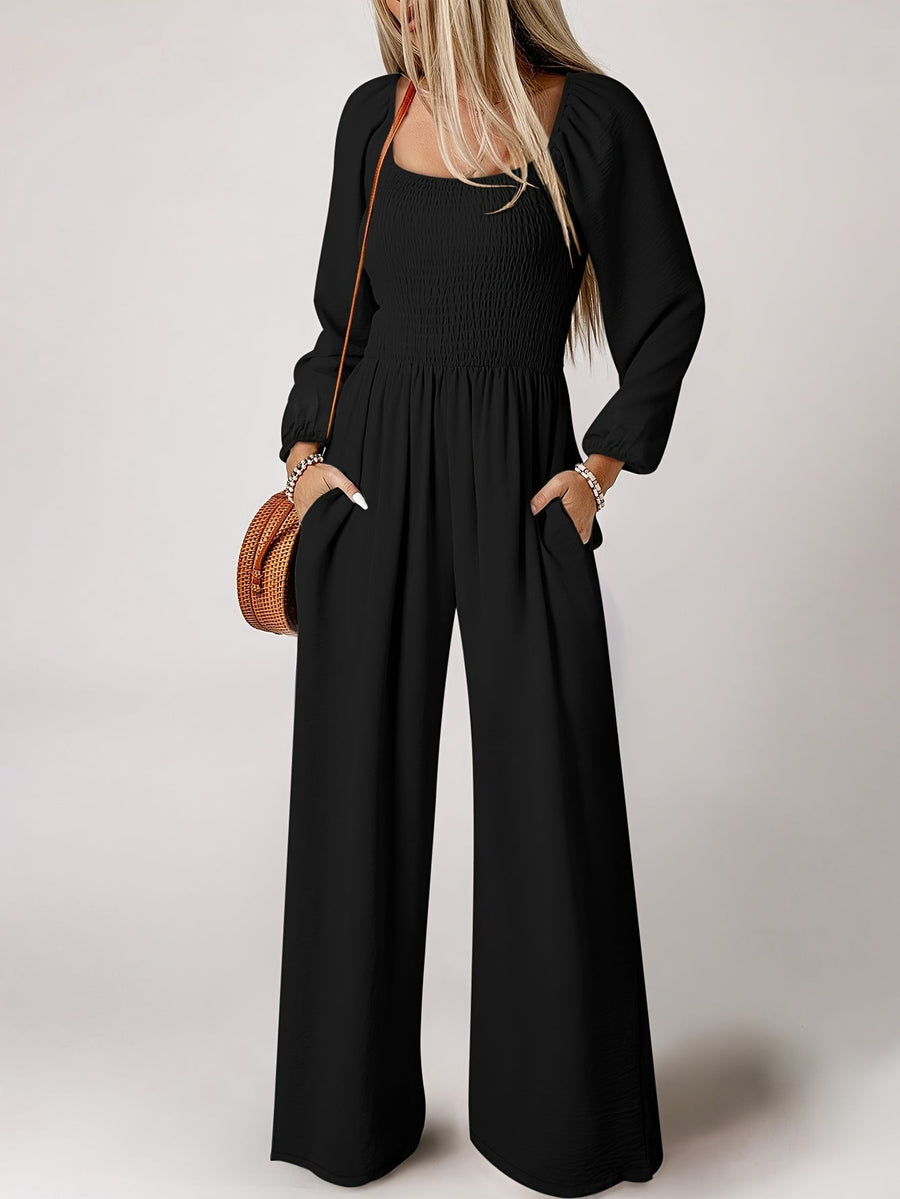 Avery | Shirred Square Neck Jumpsuit