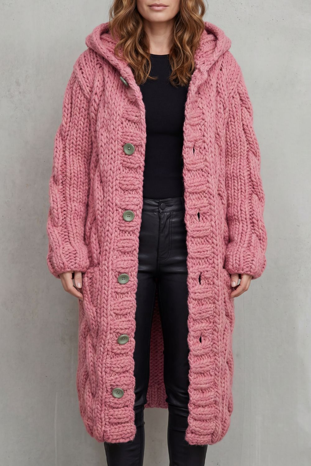 Karinaè | Women's Oversized Cable Knit Hooded Cardigan Coat