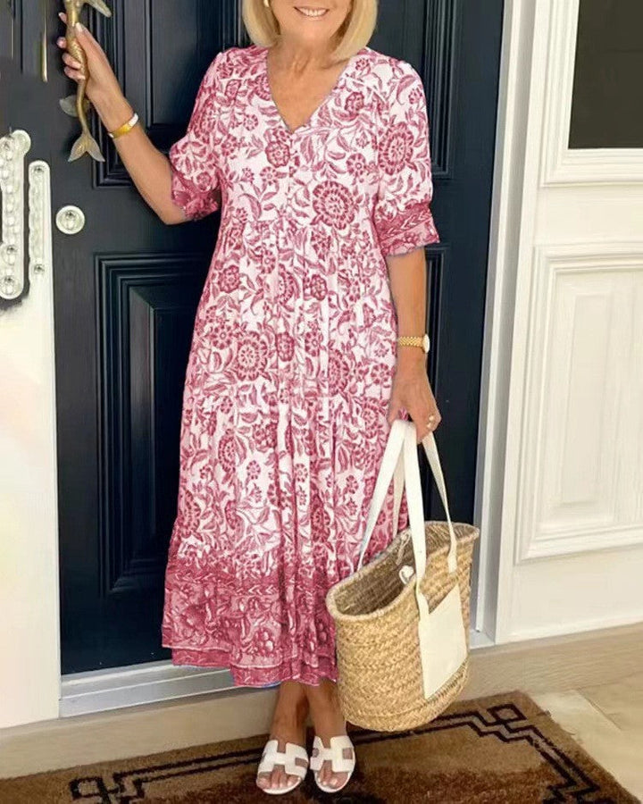 Rocío | Chic Floral Maxi Dress with V-Neck Design