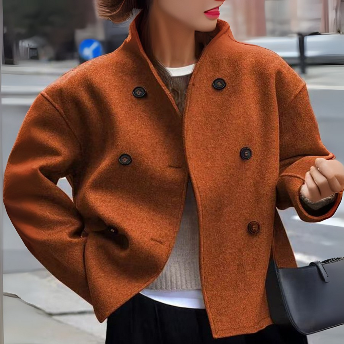 Bini | Women's Cozy Long Sleeve Stand Collar Coat