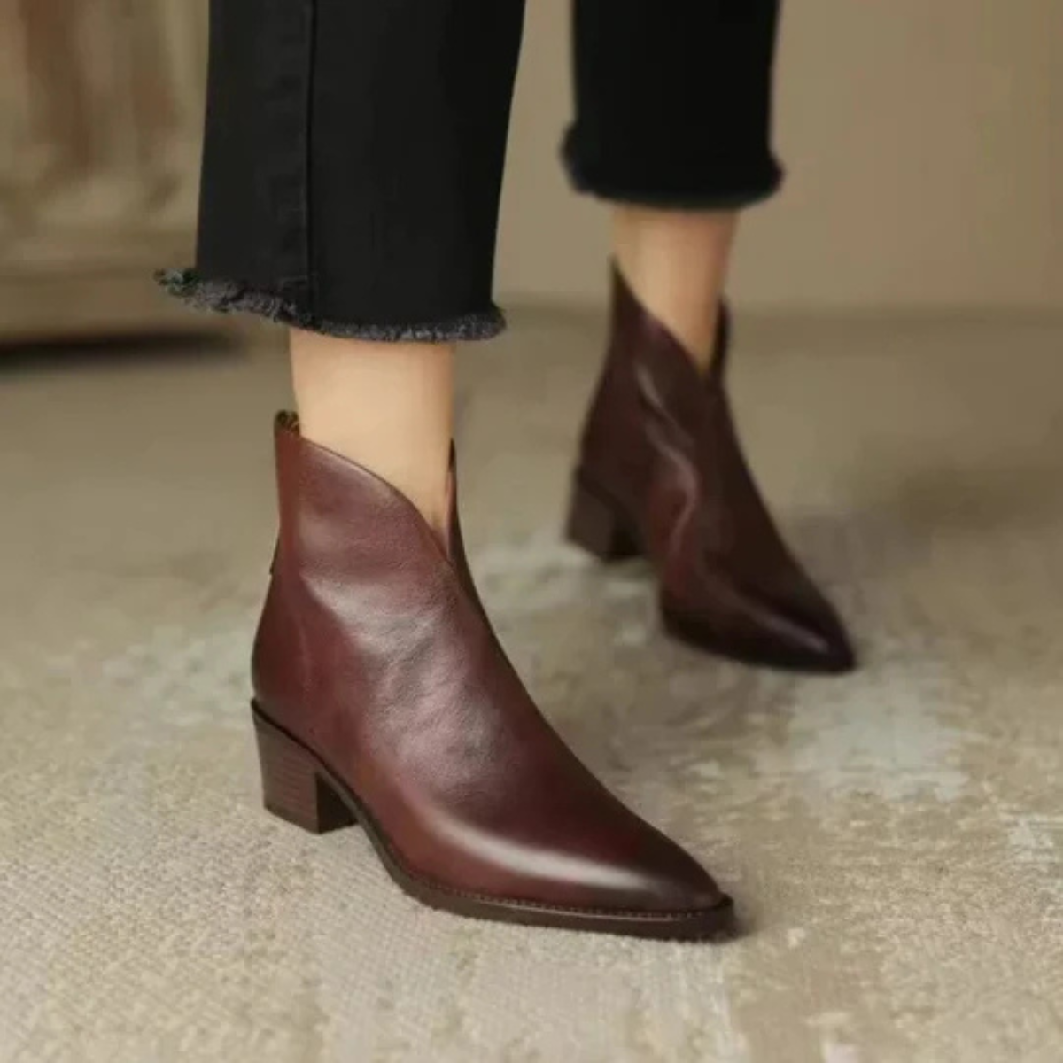 Carmelle – Low Heel Luxury Ankle Boots