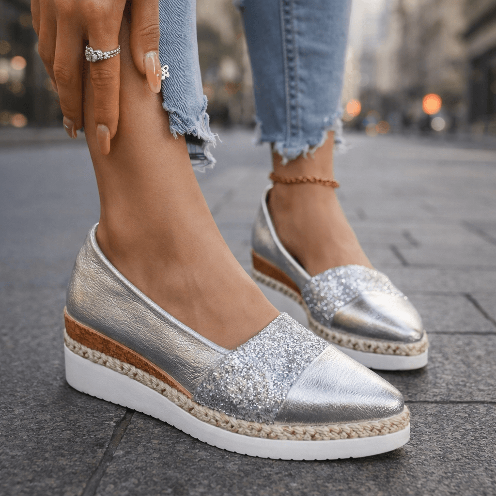 Jacky - Glitter Wedge Slip-On Sneakers