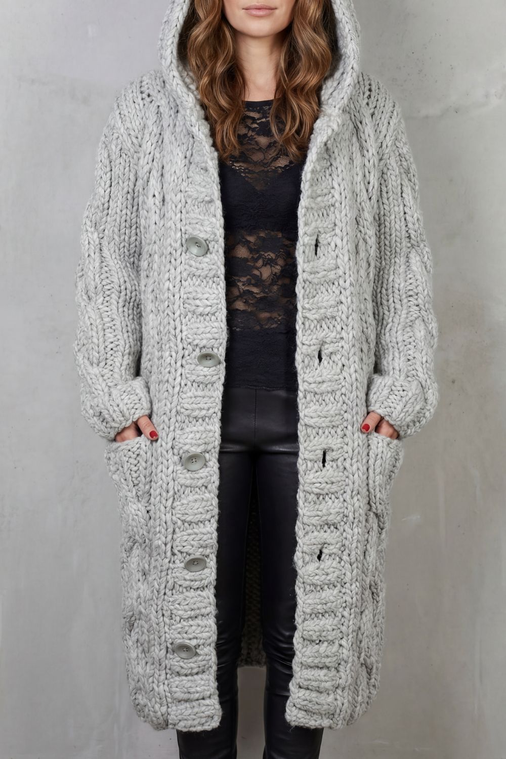 Karinaè | Women's Oversized Cable Knit Hooded Cardigan Coat