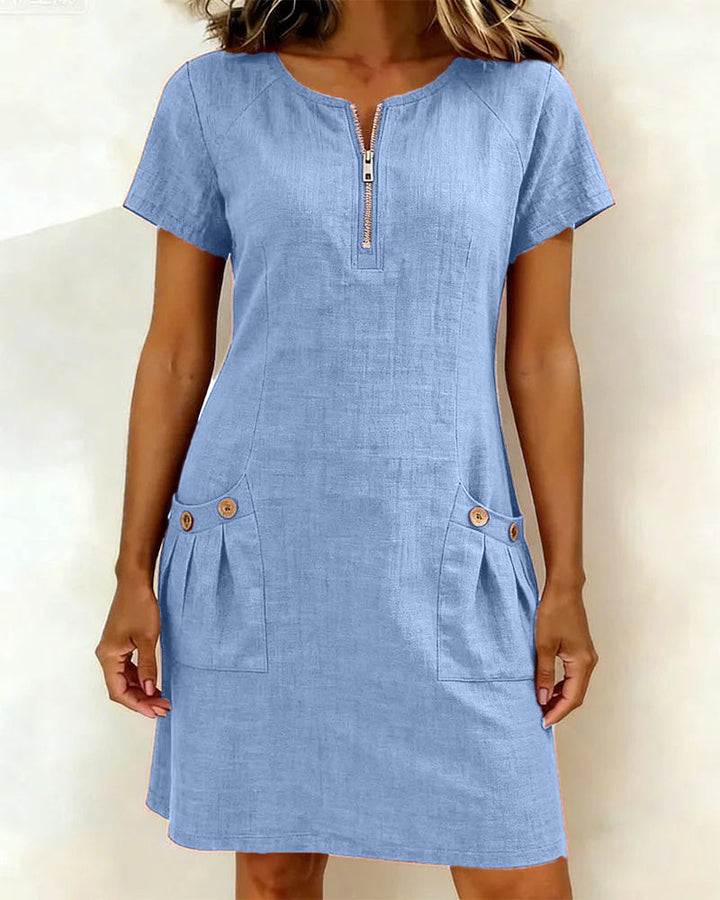 Jemma | Cotton Dress with Zip Pocket