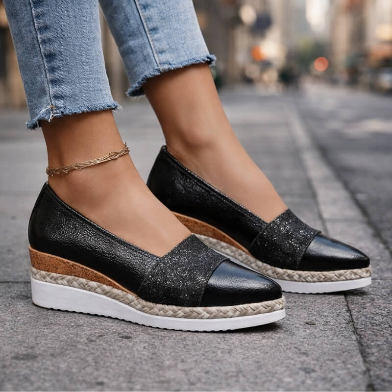 Jacky - Glitter Wedge Slip-On Sneakers