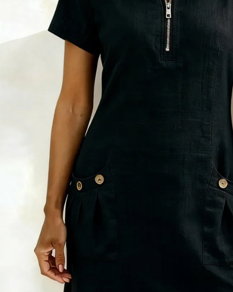 Jemma | Cotton Dress with Zip Pocket