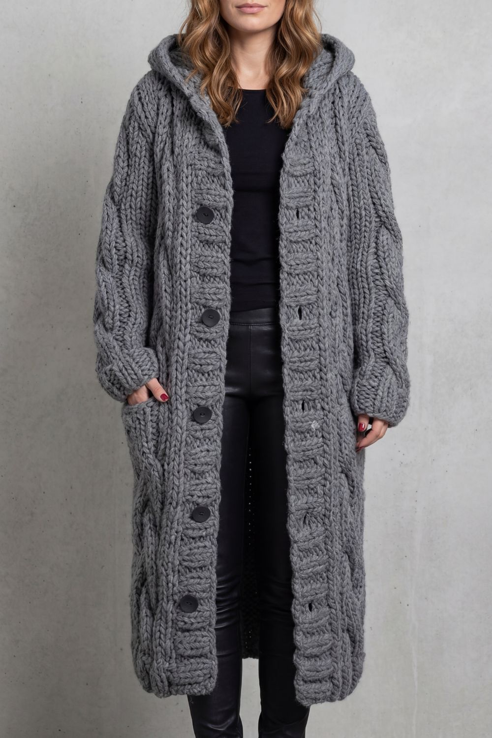 Karinaè | Women's Oversized Cable Knit Hooded Cardigan Coat