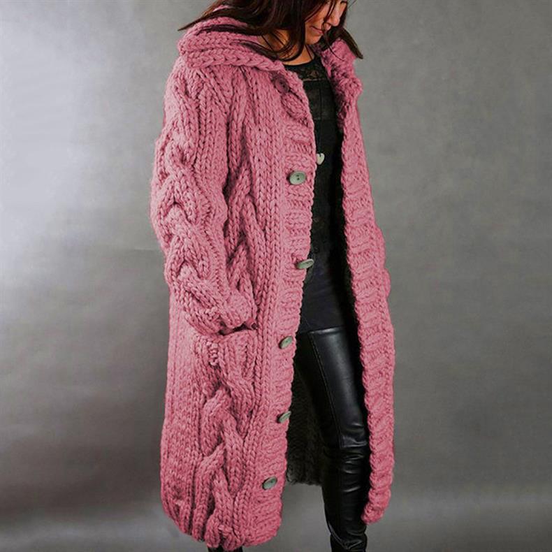 Carine - Elegant Longline Knit Coat