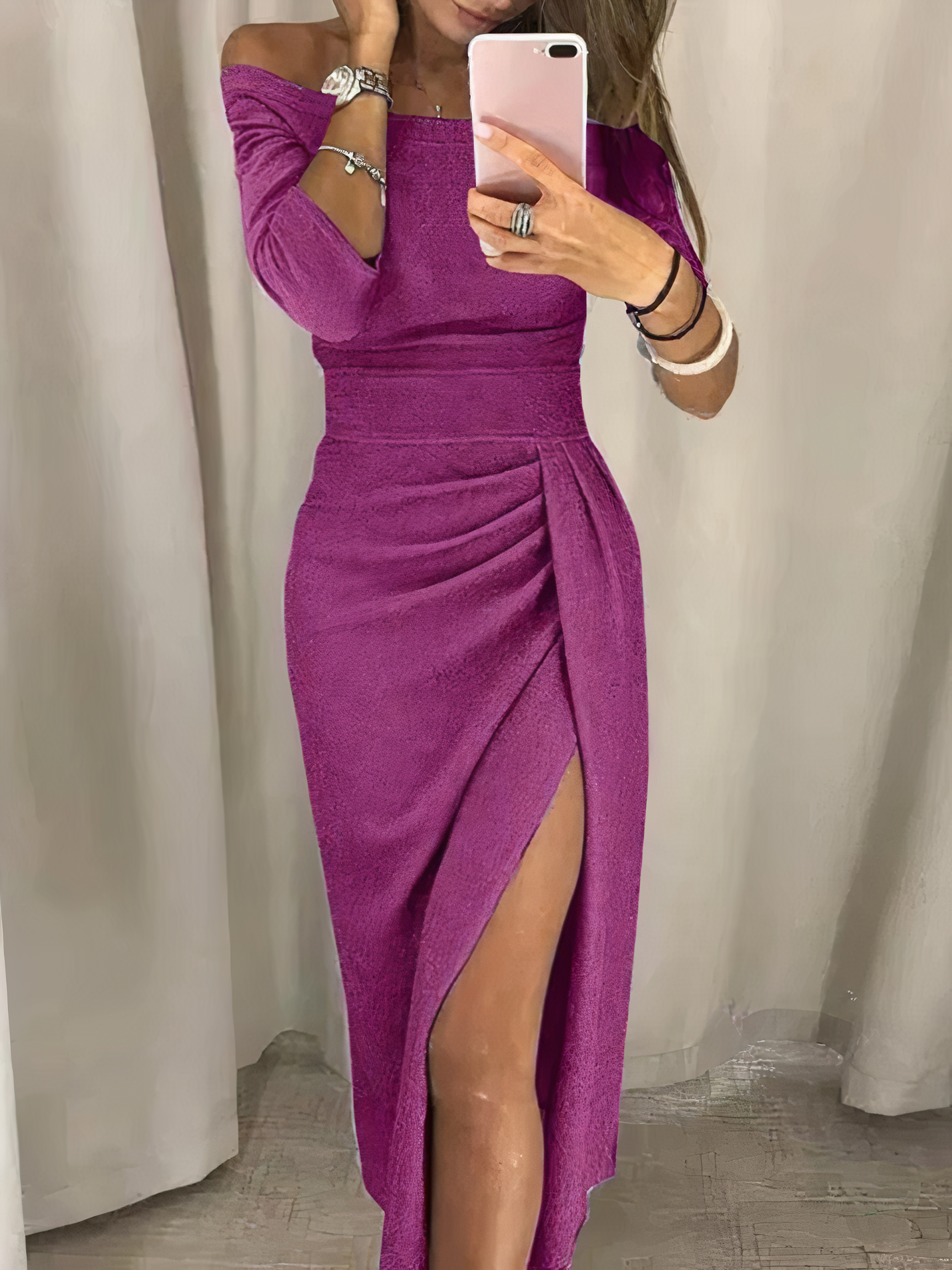 Jane - Off-shoulder Glitter Dress