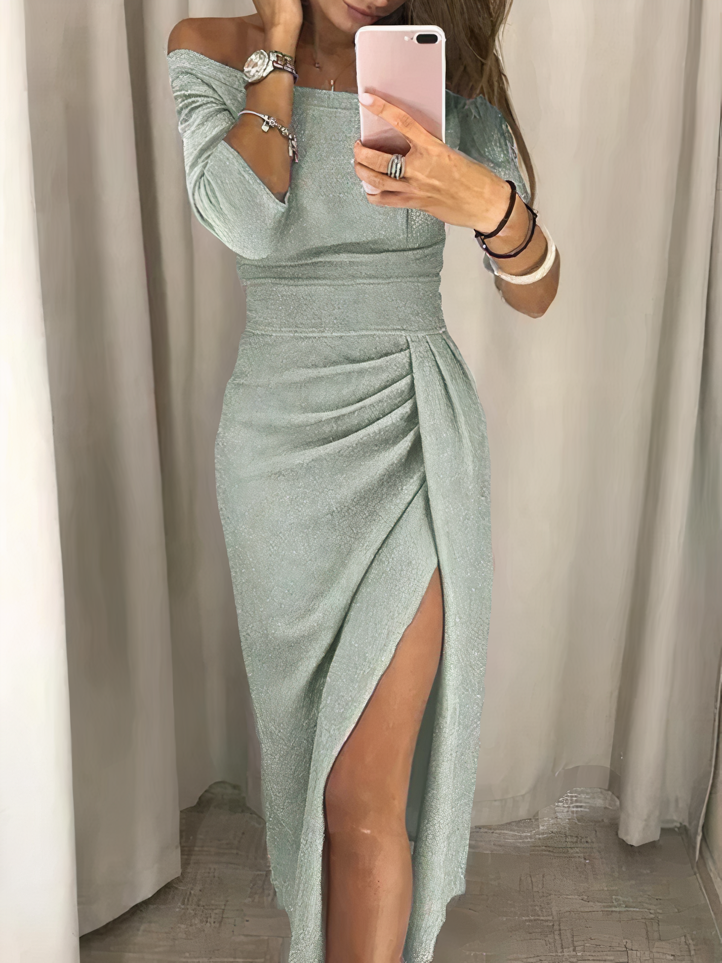 Jane - Off-shoulder Glitter Dress