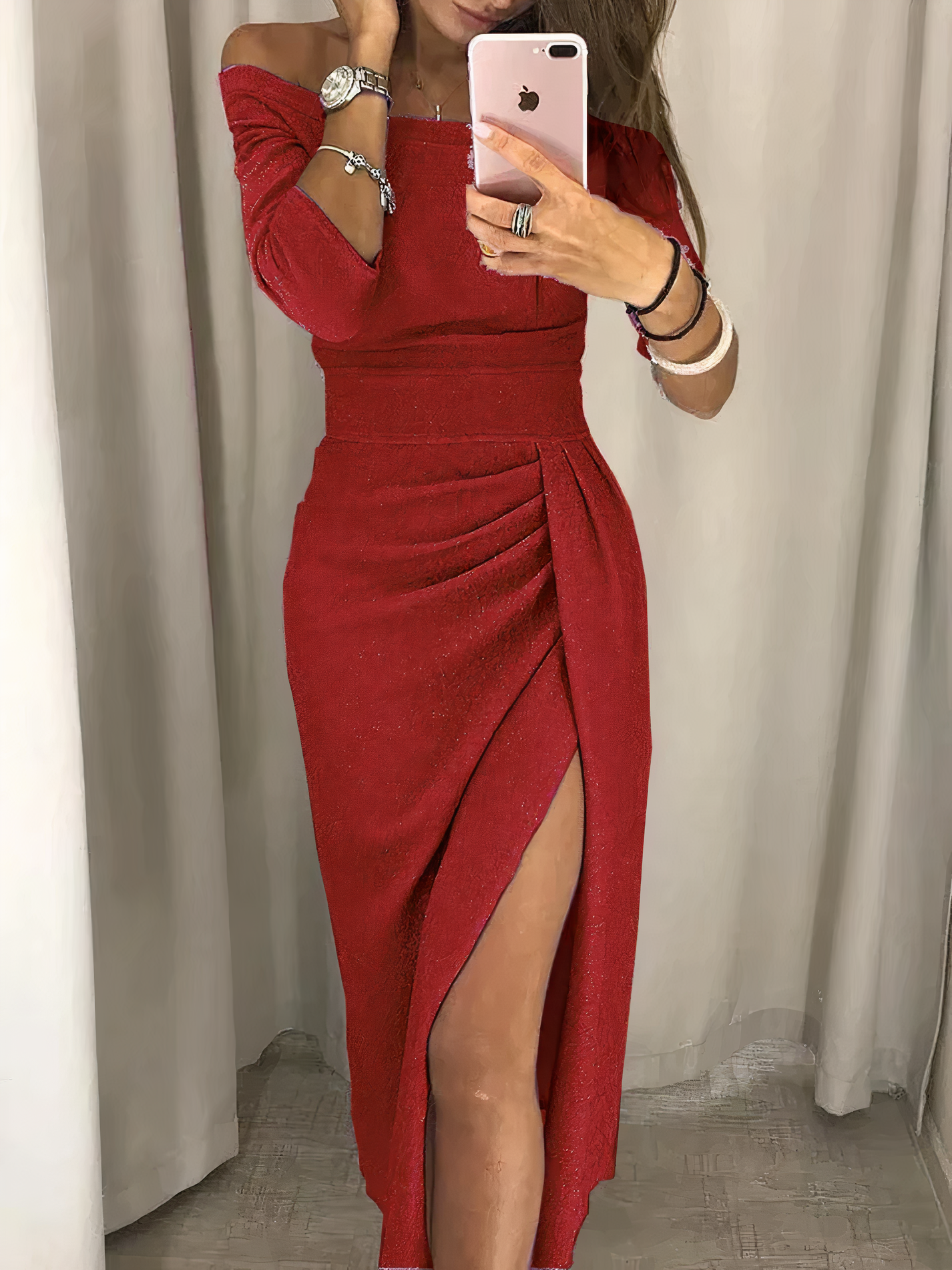 Jane - Off-shoulder Glitter Dress