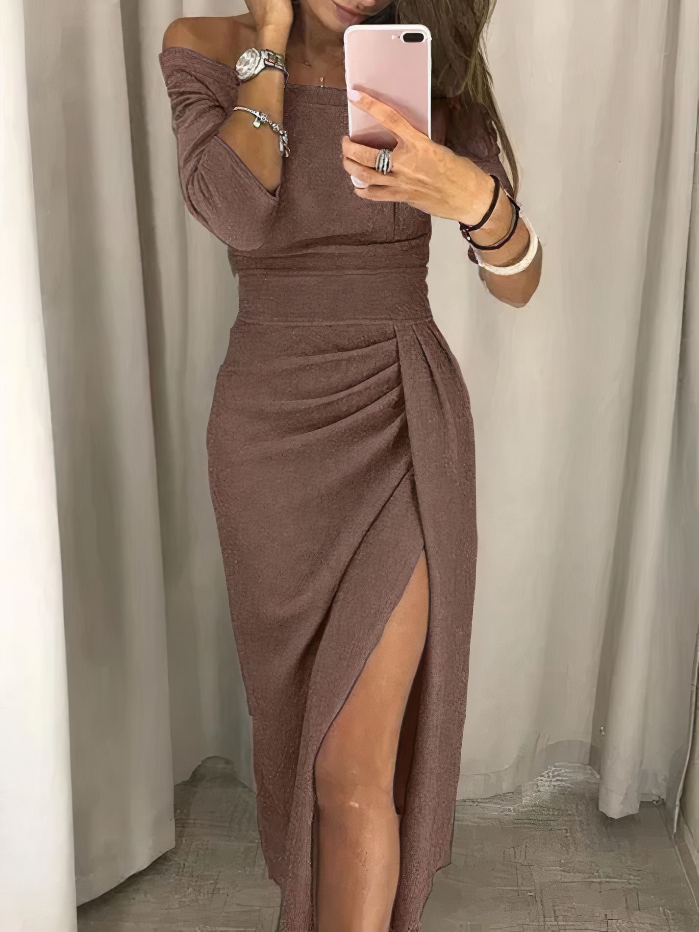 Jane - Off-shoulder Glitter Dress