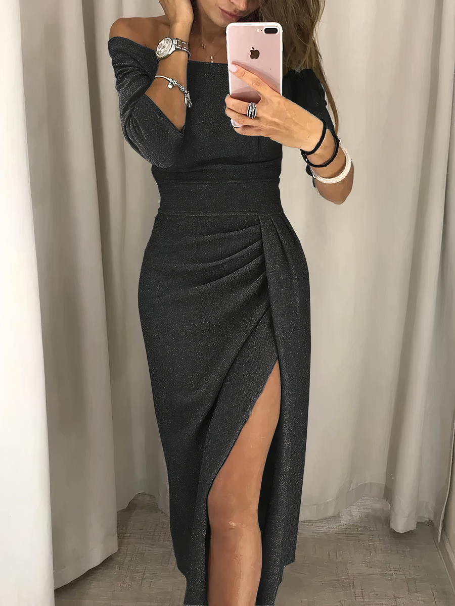 Jane - Off-shoulder Glitter Dress