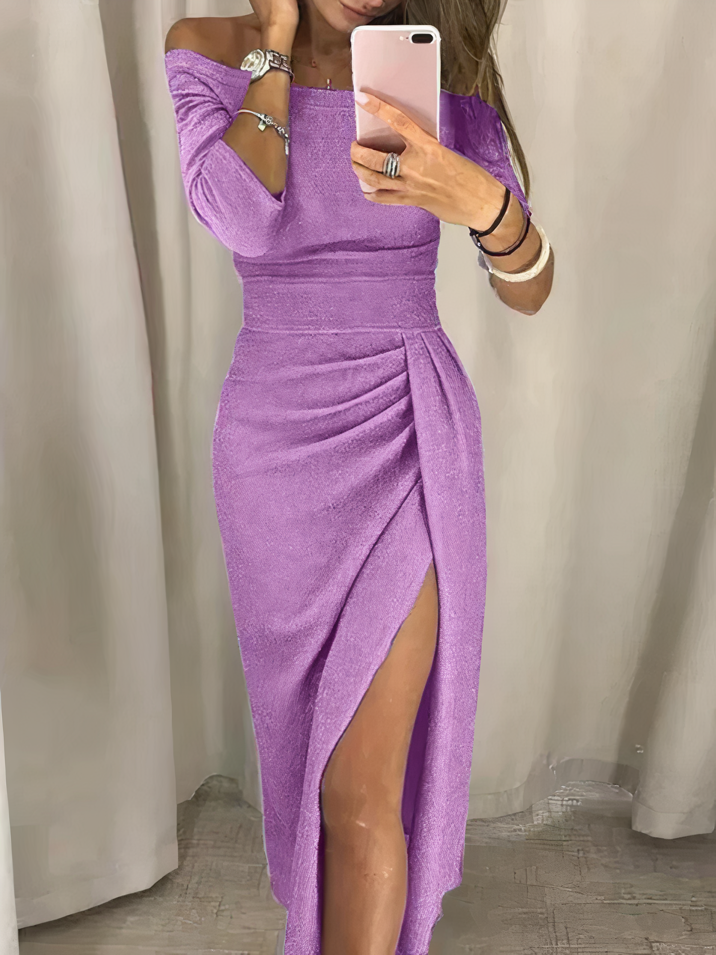 Jane - Off-shoulder Glitter Dress