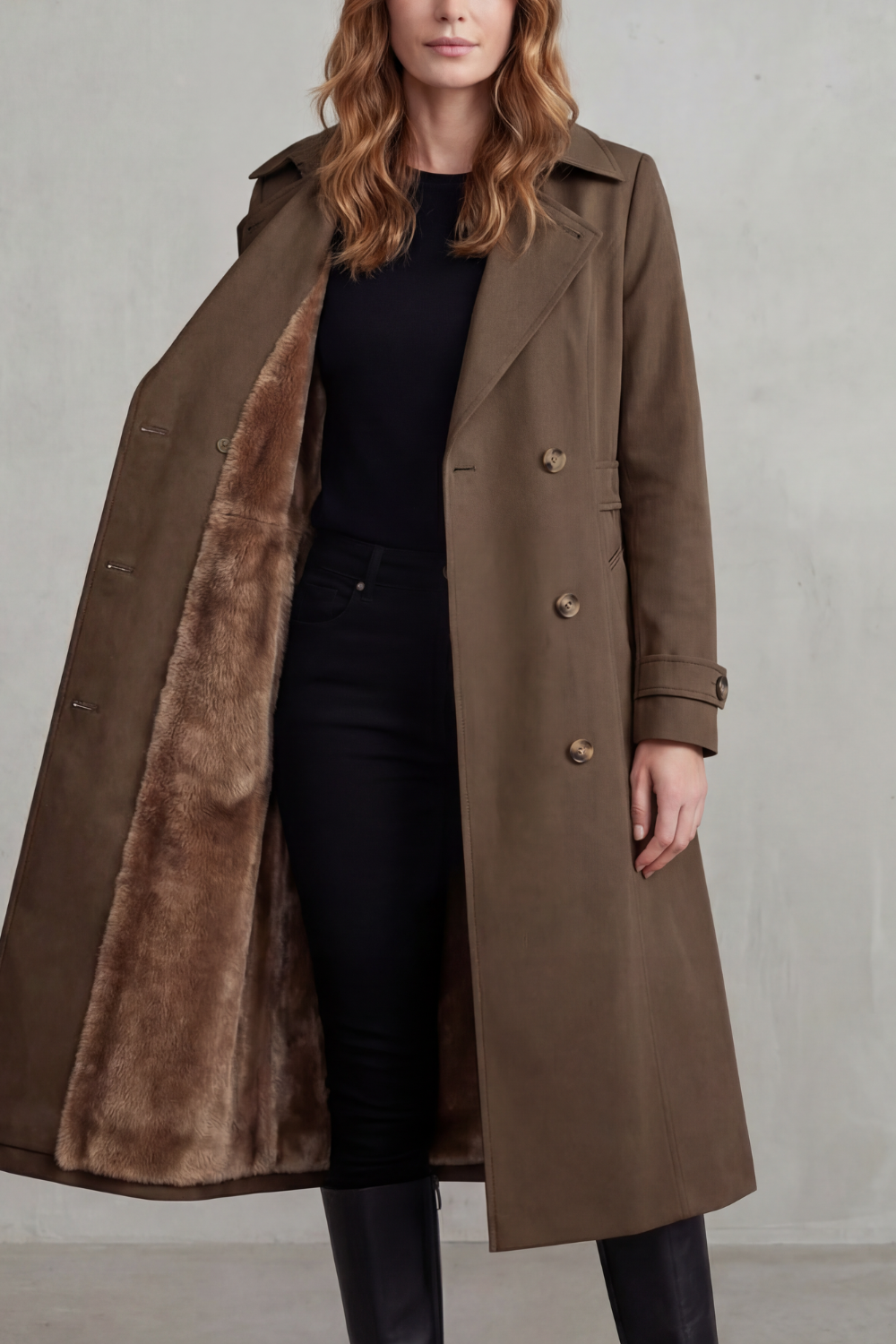 Carletta | Women's Faux Fur-lined Trench Double-breasted Winter Coat