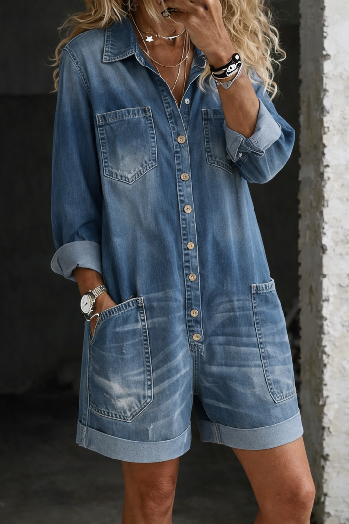 Nora | Casual Denim Short Romper