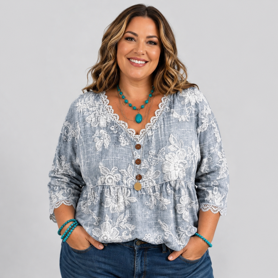Victoria | Vintage Floral Print Blouse