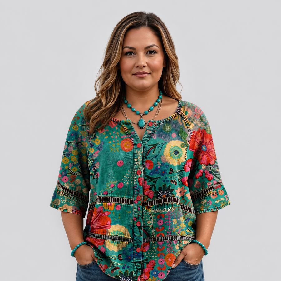 Emily | Vintage Floral Print Blouse