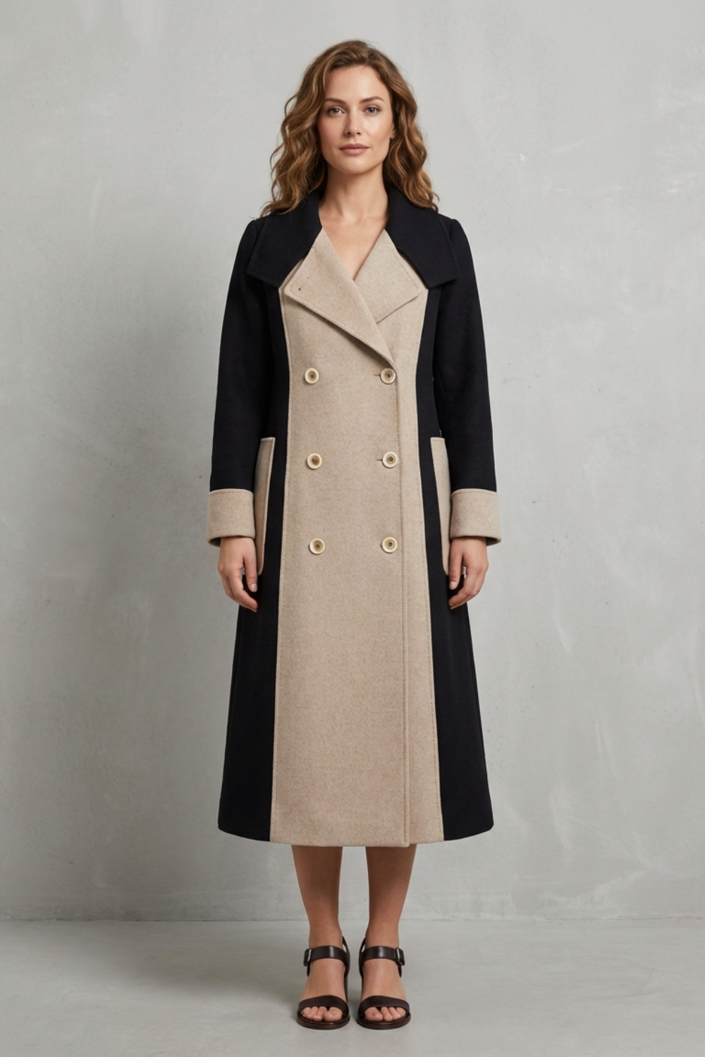 Clara | Women's Contrast Color Wool Coat Hepburn Style Elegant Overcoat
