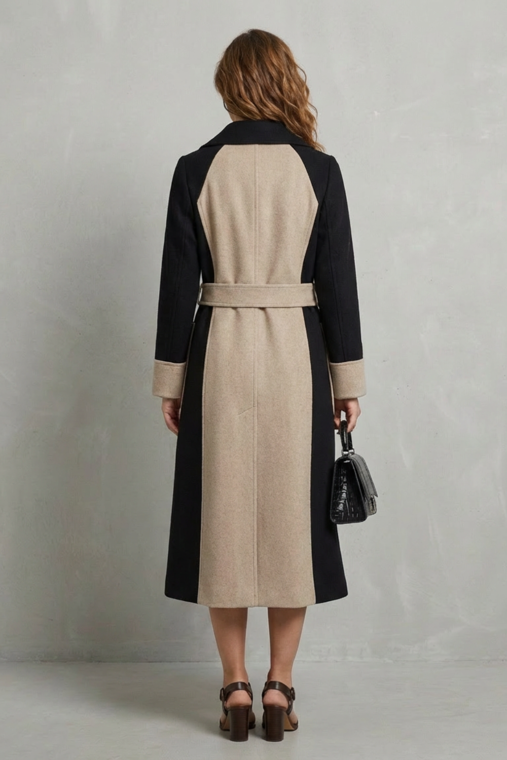 Clara | Women's Contrast Color Wool Coat Hepburn Style Elegant Overcoat