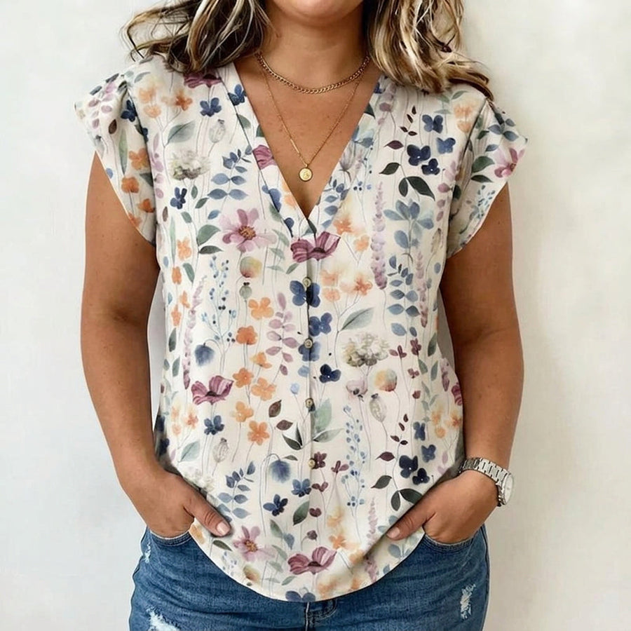 Evelyn | Vintage Floral Print Blouse