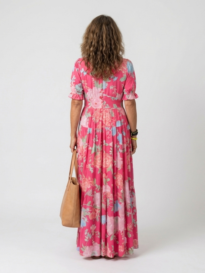 Brielle | V-Neck Short Sleeve Tiered Midi Dress